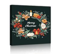 Decorazione natalizia incorniciata per la parete Design festivo moderno con tela stampata di Buon Natale Arte ustica per la casa colonica Decorazioni murali invernali 70x70cm Telaio interno
