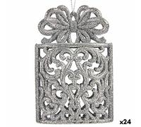 Decorazione Natalizia Krist+ Argentato Plastica Porporina Pacco Regalo 7,5 x