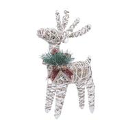 Decorazione natalizia luminosa a forma di renna con spago rustico, luci a LED calde e collare per ghirlanda, 40 cm, multicolore