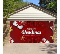 Decorazione natalizia Merry Christmas Banner Natale Outdoor Porta del garage in tessuto per vacanze, feste, decorazione sfondo in tessuto adatto da appendere, misura unica (F, taglia unica)