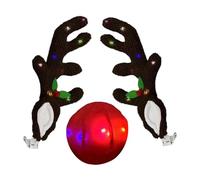 Decorazione natalizia per auto | Corno di renna che si accende con il naso | Decorazione natalizia per esterni per auto, per camion, SUV, per esterni, finestre, tetti natalizi