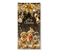 Decorazione natalizia per cani con cucciolo dorato, decorazione per interni ed esterni, sfondo a tema festivo, per celebrazioni invernali, 91 x 182 cm