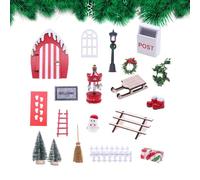 Decorazione natalizia per casa delle bambole in 1:12 - Porta di Natale, set di | 21pcs casa delle bambole polvere di neve che può essere aperto, casa delle bambole Creativa jugu