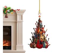 Decorazione Natalizia Per Chitarra - Ornamento Per Strumento Musicale Per Chitarra, Rockin' Around The Guitar Ornamento Per Albero Di Natale, Chitarra In Acrilico, Ornamenti Per Albero Di Natale Per C