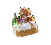 Decorazione natalizia per display da tavolo in resina carillon con neve casa da scrivania ornamento con luce LED per bambini decorazione villaggio di Natale con luci a LED