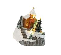 Decorazione natalizia per display da tavolo in resina carillon con neve casa da scrivania ornamento con luce LED per bambini decorazione villaggio di Natale con luci a LED