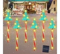 Decorazione natalizia per esterni, 6 luci a energia solare, per esterni, per albero di Natale, per esterni, a energia solare, decorazione natalizia, da giardino, per esterni, a energia solare