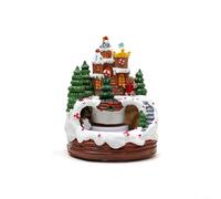 Decorazione natalizia per la casa del villaggio delle nevi con struttura in resina, funzione treno in movimento, luci musicali, batteria o alimentazione USB, per esporre la casa vacanza e l'atmosfera