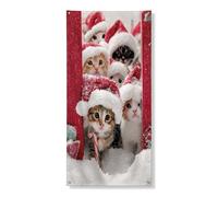 Decorazione natalizia per porta a forma di gatto, con graziosi gattini con cappello di Babbo Natale, decorazione per interni ed esterni, 91 x 182 cm