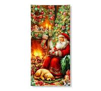 Decorazione natalizia per porta con Babbo Natale, design accogliente per camino, decorazione per interni ed esterni, 91 x 182 cm