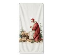 Decorazione natalizia per porta con Babbo Natale, scena vintage con Gesù bambino, per interni ed esterni, 91 x 182 cm