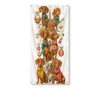 Decorazione natalizia per porta con cane bassotto, illustrazioni natalizie per interni ed esterni, decorazione per le vacanze, sfondo carino per feste invernali, 91 x 182 cm