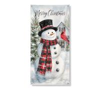 Decorazione natalizia per porta con pupazzo di neve, scena natalizia del paese delle meraviglie invernale, decorazione per interni ed esterni, 91 x 182 cm