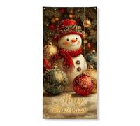 Decorazione natalizia per porta con pupazzo di neve, stile natalizio invernale paese delle meraviglie, decorazione per interni ed esterni, forniture per celebrazione di buon Natale, 91 x 182 cm