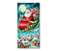 Decorazione natalizia per porta con slitta di Babbo Natale, colorato, per il paese delle meraviglie invernale, decorazione per interni ed esterni, 91 x 182 cm