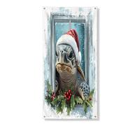 Decorazione natalizia per porta con tartaruga, decorazione per porta d'ingresso, per interni ed esterni, da appendere, 91 x 182 cm