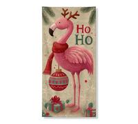 Decorazione natalizia per porta con uccelli tropicali, grazioso uccello pesco con regali per le vacanze, decorazione per interni ed esterni, 91 x 182 cm