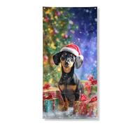 Decorazione natalizia per porta del cane, festosa, colore nero e marrone chiaro, decorazione per le vacanze, per interni ed esterni, forniture per celebrazioni stagionali 91 x 182 cm