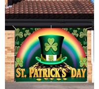 Decorazione natalizia per porta del garage St Patricks Day Copertura per porta del garage Striscione Decorazione Primavera Verde Arcobaleno Copertura per porta del garage Outdoor Compleanno Saint