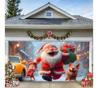 Decorazione natalizia per porta del garage, striscione per porta del garage, grande da appendere con neve, Babbo Natale, renna, sfondo per porte di garage, casa, cortile, vacanze, decorazioni esterne