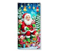 Decorazione natalizia per porta di Babbo Natale, fantasiosa scena festiva, decorazione invernale per interni ed esterni, gioiosa celebrazione, forniture 91 x 182 cm