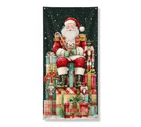 Decorazione natalizia per porta di Babbo Natale, regali vintage per le vacanze e lo schiaccianoci, decorazione per porta d'ingresso, per interni ed esterni, forniture stagionali per feste 91 x 183 cm