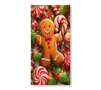 Decorazione natalizia per porta di pan di zenzero, decorazione natalizia con bastoncini di zucchero e agrifoglio, decorazione per interni ed esterni, 91 x 182 cm