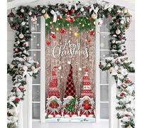 Decorazione natalizia per porta d'ingresso, con scritta in lingua inglese "Merry Christmas", striscione natalizio per porta di Natale, in tessuto glitterato, con fiocco di neve, da appendere, per foto