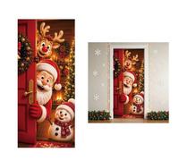 Decorazione natalizia per porta d'ingresso, elastico | Tessuto di seta di latte ad alta densità che si adatta a quattro angoli, installazione slip-on in 10 secondi, zero residui