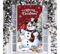 Decorazione Natalizia per Porta d'Ingresso, Striscione Appeso, Banner di Sfondo Foto per Festa di Natale e Capodanno (Pupazzo di Neve)