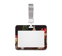 Decorazione natalizia Porta badge con cordino orizzontale in plastica con finestra trasparente, protezione impermeabile per carte d'identità, per infermieri, insegnanti, ufficio