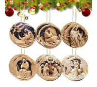 Decorazione natalizia religiosa - 12 pezzi in legno, decorazione natalizia, specchio interno per auto, decorazione da parete, albero, chiesa, matrimonio, camera da letto, soggiorno