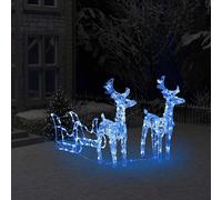 vidaXL Decorazione Natalizia Renne e Slitta 160 LED 130 cm in Acrilico