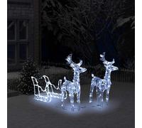 vidaXL Decorazione Natalizia Renne e Slitta 160 LED 130 cm in Acrilico