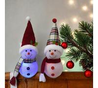 Decorazione Natalizia Set 2 Addobbi Pupazzo di Neve con Luci LED e Cappello Scia