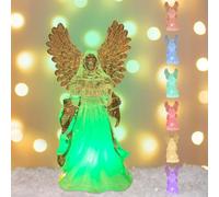 Decorazione natalizia, sfera di neve, angelo con luce LED, decorazione natalizia, glitter, stile angelo, statuetta illuminata con timer, multicolore che cambia angelo in preghiera, regalo di Natale