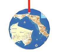 Decorazione natalizia tradizionale in vetro con mappa della Grecia, adornos de navidad rotonda per il tuo albero di Natale