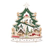 Decorazione natalizia villaggio e abete luminoso multicolore