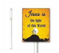 Decorazione natalizia vintage Gesù è la luce di questo mondo Reiligious cartello per prato esterno 12 x 15 cm decorazione da cortile in alluminio decorazioni stagionali regali cristiani antiruggine