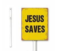 Decorazione natalizia vintage Gesù è la risposta Reiligious Cartello per prato all'aperto 12 x 15 cm decorazione da cortile in alluminio decorazioni stagionali regali cristiani antiruggine