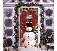 Decorazione Natalizie per Porta, Copertura Porta Babbo Natale Copriporta Natalizio, Addobbi Porta d’Ingresso Natale, Door Cover Christmas Sfondo Banner Casa (Pupazzo di Neve)