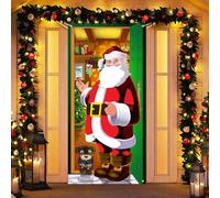 Decorazione Natalizie per Porta FaJoek Copertura con Babbo Natale per Porta, Striscione di Babbo Natale da Appendare alla Porta 185 x 90 cm, Banner Decorazione per Porta d'Ingresso Casa