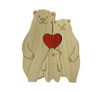 Decorazione 'orso per il gioco della famiglia in legno, decorazione artistica da tavolo | elemento decorativo rustico, a forma di cuore, collezione di figure fatte a mano di cuore per