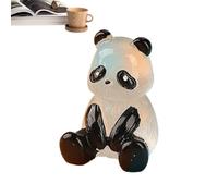 Decorazione paesaggio di animali in miniatura, piccoli panda in resina glitterata, statuette di animali portatili che brillano al buio | Figure di panda squisite dipinte a mano per Po