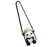Decorazione Panda per Auto in Plastica Nera per Specchietto Retrovisore | Ornamento Appendibile per Interni Auto, Lavorazione Fine, Design Adorabile, Non Ostacola la Visuale