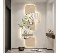 Decorazione Parete 3D LED in Arenaria Arte Astratta con Piante Artificiali Vaso e Disegno Farfalla, Senza Cornice a Presa per Soggiorno e Ingresso(46x100cm(18.1x39.4in),H)