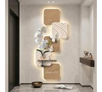 Decorazione Parete 3D LED in Arenaria Arte Astratta con Piante Artificiali Vaso e Disegno Farfalla, Senza Cornice a Presa per Soggiorno e Ingresso(46x100cm(18.1x39.4in),B)