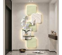 Decorazione Parete 3D LED in Arenaria Arte Astratta con Piante Artificiali Vaso e Disegno Farfalla, Senza Cornice a Presa per Soggiorno e Ingresso(36x80cm(14.2x31.5in),D)