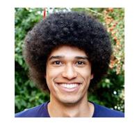 Decorazione Parrucca naturale for capelli afro-americani con frangia Parrucca da discoteca Sintetica Afro nera Parrucche for uomo Ricci Grandi ricci Tagli di capelli corti Parrucche soffici soffice