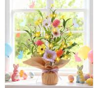 Decorazione pasquale albero di Natale, luci a LED, albero di Pasqua, decorazione pasquale, albero con catena luminosa a LED, con uova di Pasqua, decorazione artificiale, per interni, funzionamento a